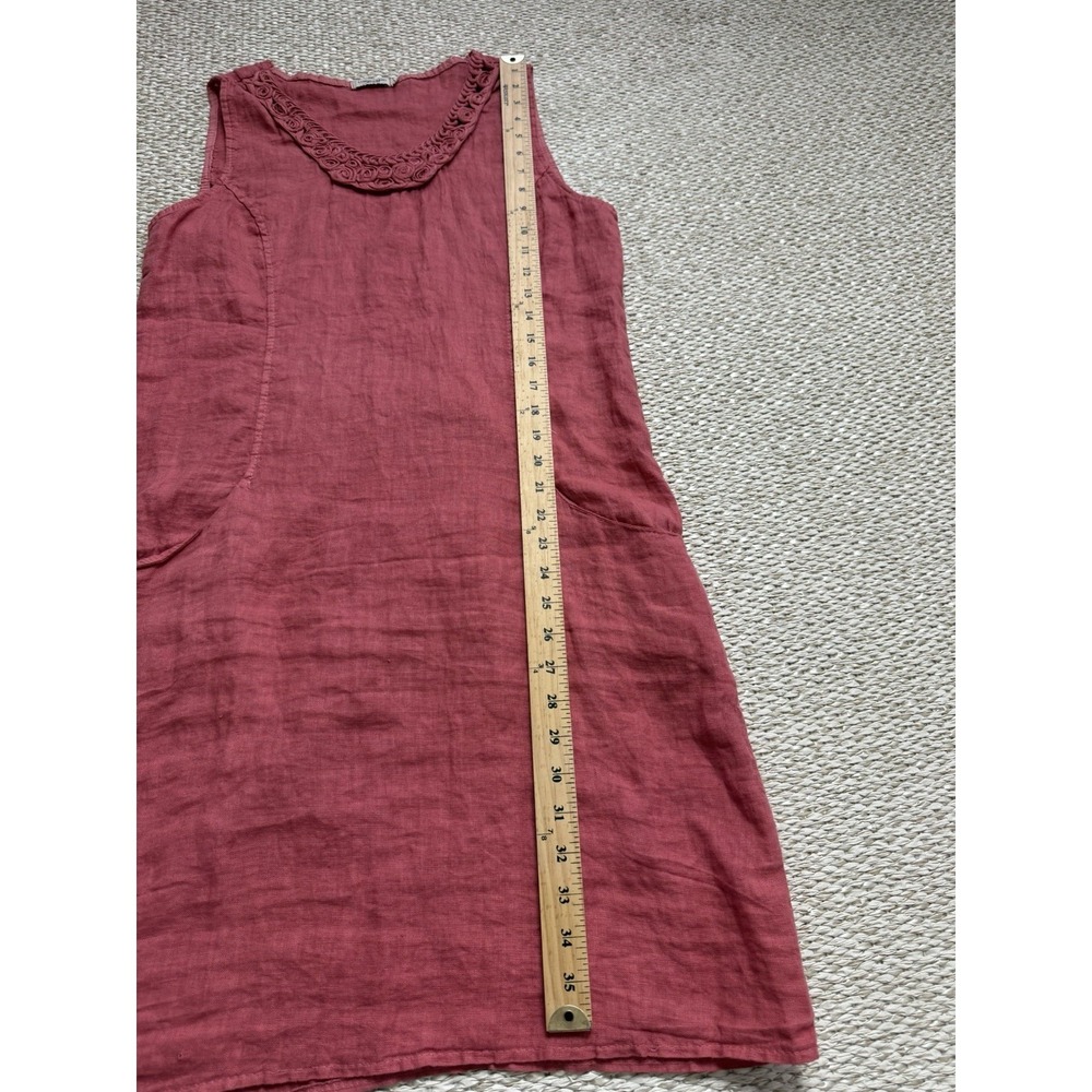 lungo l'arno linen Dress. Pockets Laggenlook Minimalist LG Coral - Picture 8 of 9